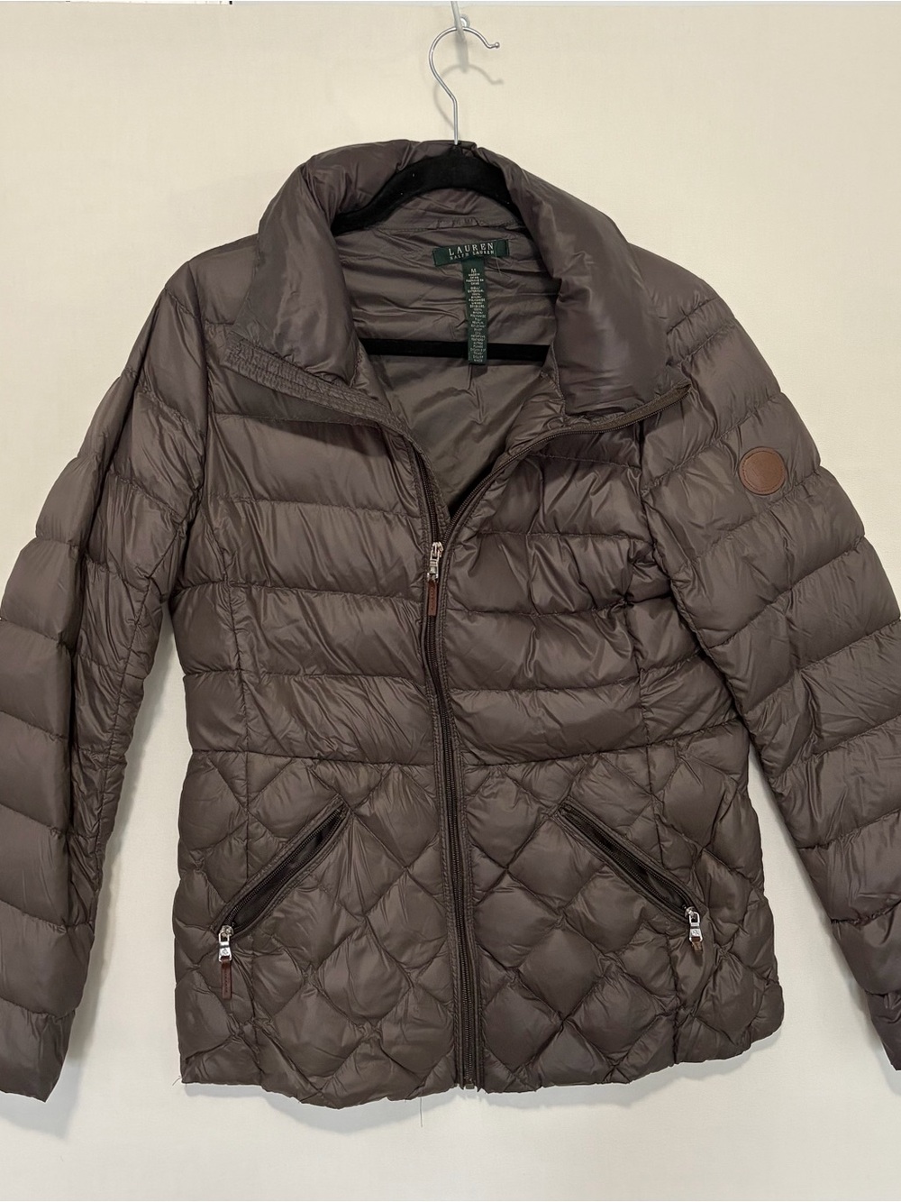 Lauren Ralph Lauren Quilted Down Puffer Jacket Womens M Lightweight Warm Career